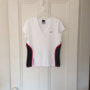NWOT NIKE Dri-Fit White Athletic Shirt Top V-Neck